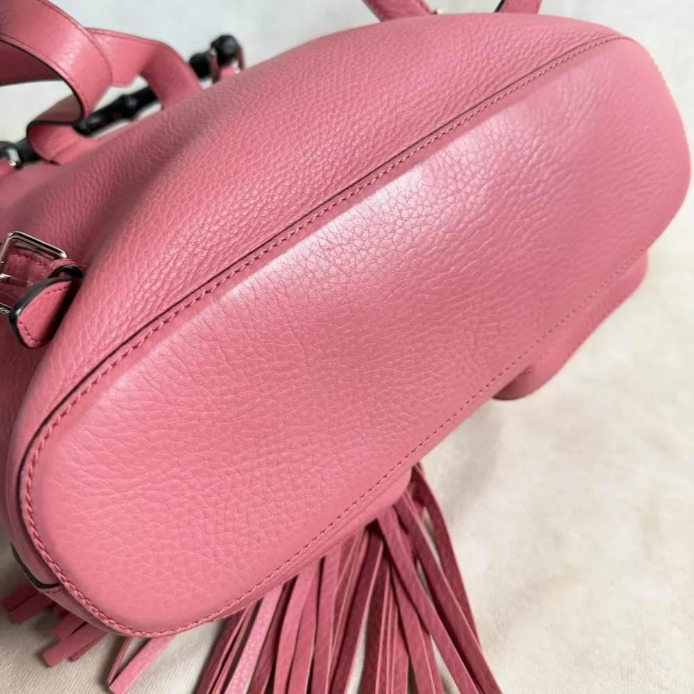 Gucci Pink Leather Bamboo Tassel Backpack | Authentic | Made in Italy - Picture 10 of 17